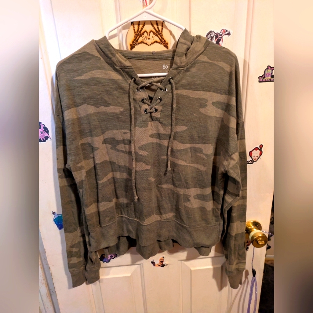 SO Lounge Life Lace Up Camo Hoodie